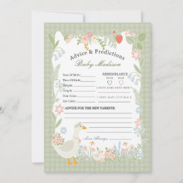 Groene Gekke Gans Floral Gingham Advies voor Baby Kaart