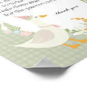 Groene Gekke Gans Floral Gingham Advies voor Baby Poster (Hoek)
