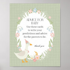 Groene Gekke Gans Floral Gingham Advies voor Baby Poster