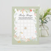 Groene Gekke Gans Floral Gingham Baby Bingo Game Kaart (Staand voorkant)