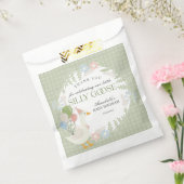 Groene Gekke Gans Floral Gingham Baby shower Bedankzakje (Gezegeld)