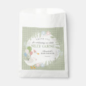 Groene Gekke Gans Floral Gingham Baby shower Bedankzakje (Voorkant)