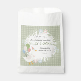 Groene Gekke Gans Floral Gingham Baby shower Bedankzakje
