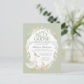 Groene Gekke Gans Floral Gingham Baby shower Briefkaart (Staand voorkant)