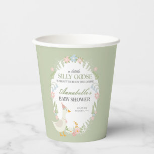 Groene Gekke Gans Floral Gingham Baby shower Favor Papieren Bekers