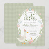 Groene Gekke Gans Floral Gingham Baby shower Kaart (Voorkant / Achterkant)