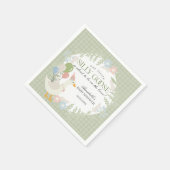 Groene Gekke Gans Floral Gingham Baby shower Servet (Hoek)
