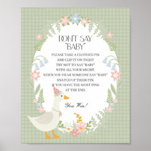 Groene Gekke Gans Floral Gingham Dont Say Baby Poster