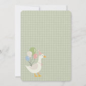 Groene Gekke Gans Floral Gingham Eerste Verjaardag Kaart (Achterkant)