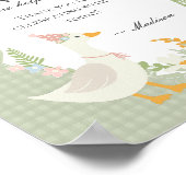 Groene Gekke Gans Floral Gingham Favors Sign Poster (Hoek)