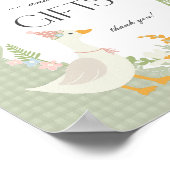 Groene Gekke Gans Floral Gingham Kaarten en gesche Poster (Hoek)