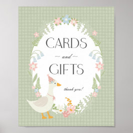 Groene Gekke Gans Floral Gingham Kaarten en gesche Poster