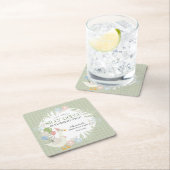 Groene Gekke Gans Floral Gingham Verjaardag Kartonnen Onderzetters (Insitu)