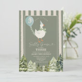 Groene Gekke Gans Winter Forest Boy 3e verjaardag Kaart (Staand voorkant)