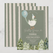 Groene Gekke Gans Winter Forest Boy 3e verjaardag Kaart (Voorkant / Achterkant)