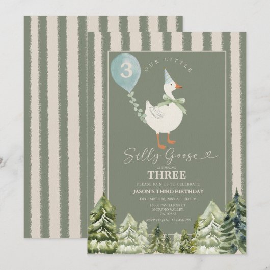 Groene Gekke Gans Winter Forest Boy 3e verjaardag Kaart (Voorkant / Achterkant)