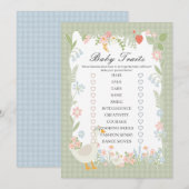Groene Gekke Goose Floral Gingham Baby Traits Game Kaart (Voorkant / Achterkant)
