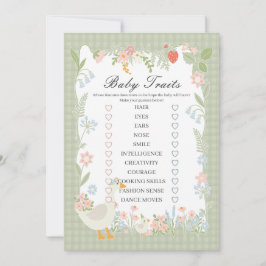 Groene Gekke Goose Floral Gingham Baby Traits Game Kaart