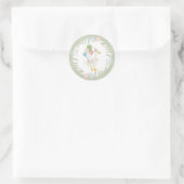 Groene Gekke Goose Floral Gingham Favors Ronde Sticker (Tas)
