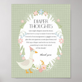 Groene Gekke Goose Floral Gingham Luier Gedachten Poster