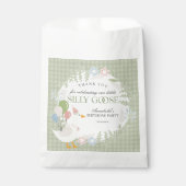 Groene Gekke Goose Floral Gingham Verjaardag Desse Bedankzakje (Voorkant)