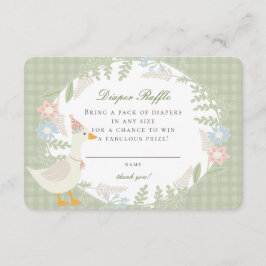 Groene Gekke Goose Gingham Bloemen Luier Raffle Informatiekaartje