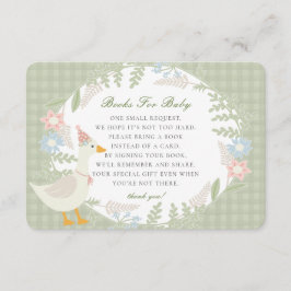 Groene Gekke Goose Gingham Bloemenboeken voor Baby Informatiekaartje
