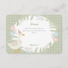 Groene Gekke Goose Gingham Floral Details Informatiekaartje
