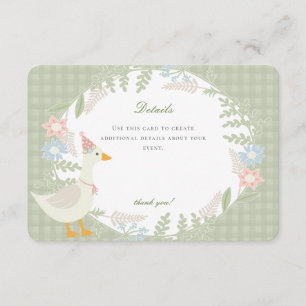 Groene Gekke Goose Gingham Floral Details Informatiekaartje