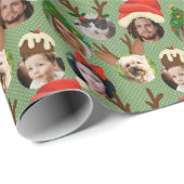 Groene Gekke Kerst Petten Zes Foto Cadeaupapier (Rol Hoek)