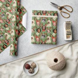 Groene Gekke Kerstmis rendieren gewei Cadeaupapier