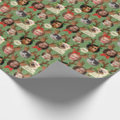 Groene Gekke Kerstmis rendieren gewei Cadeaupapier (Hoek)