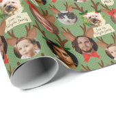 Groene Gekke Kerstmis rendieren gewei Cadeaupapier (Rol Hoek)