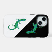 Groene gekko iPhone 15 case (Achterkant horizontaal)
