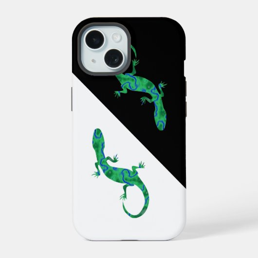 Groene gekko iPhone 15 case (Achterkant)