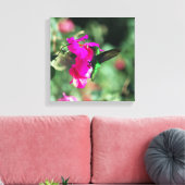 Groene gekleurde Carib-kolibrie op Bougainvillea Canvas Afdruk (Insitu (Woonkamer))
