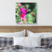 Groene gekleurde Carib-kolibrie op Bougainvillea Canvas Afdruk (Insitu (Slaapkamer))
