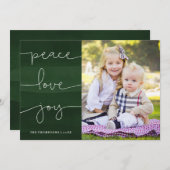 Groene gekleurde vredes-liefhebber foto-feestdag feestdagenkaart (Voorkant / Achterkant)