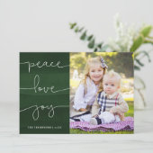 Groene gekleurde vredes-liefhebber foto-feestdag feestdagenkaart (Staand voorkant)