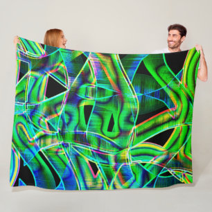 Groene gekromde linten, gemarkeerd door reliëf fleece deken