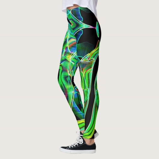 Groene gekromde linten, gemarkeerd door reliëf leggings (Links)