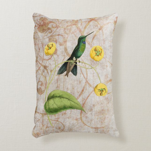Groene gekruide briljante vogel decoratief kussen (Voorkant(Verticaal))