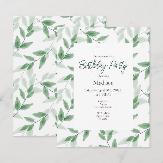 Groene gelaagde Waterverf verliest patroon Kaart (Voorkant / Achterkant)