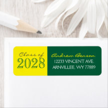 Groene & Gele Afstudeer Retouradreslabels