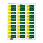 Groene & Gele Afstudeer Retouradreslabels Etiket (Full Sheet)