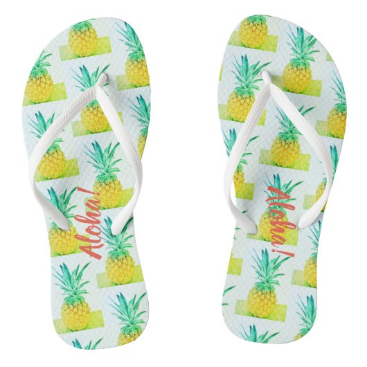 Groene Gele Ananas Aloha Slippers Teenslippers (Voetbed)