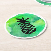 Groene Gele Ananas Ronde Kartonnen Onderzetter (Gebogen)