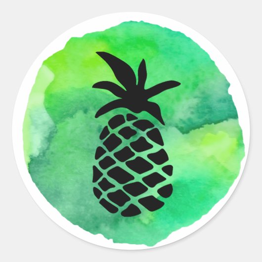 Groene gele ananas ronde sticker (Voorkant)