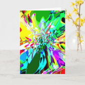 Groene Gele Aqua Pink Fantasy Flower Motif Kaart (Gele Bloem)