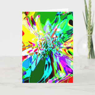 Groene Gele Aqua Pink Fantasy Flower Motif Kaart